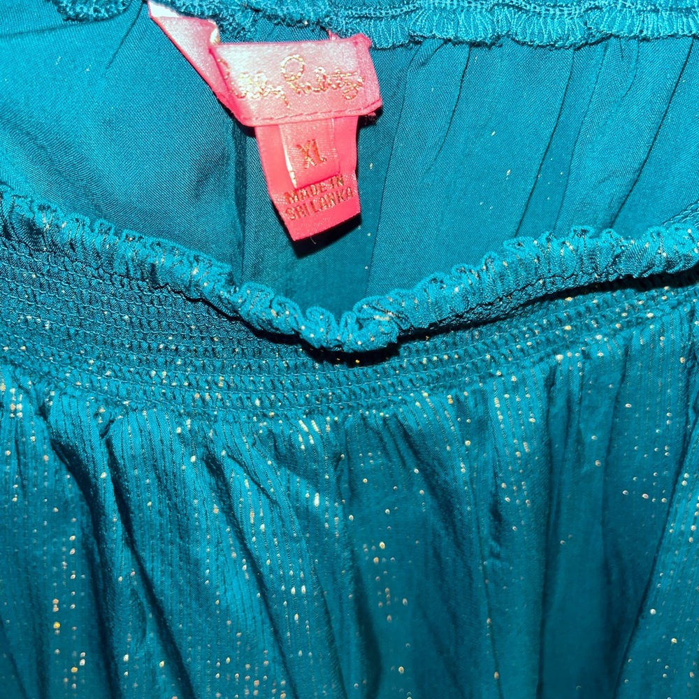Lilly Pulitzer Teal Shimmer Blouse - Picture 4 of 4